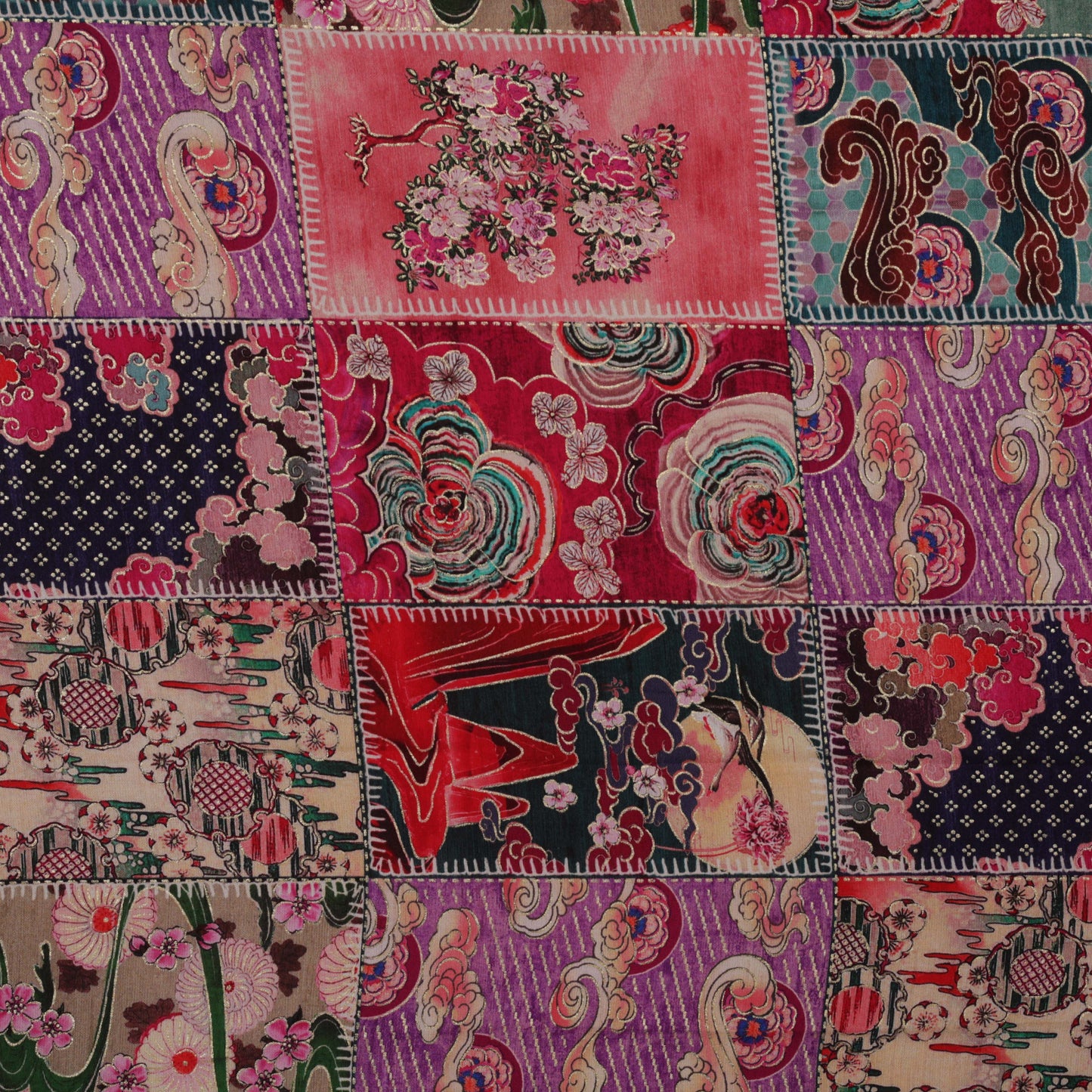 Multi-Color DOLA SILK HYDRA PRINT Embroidery Fabric