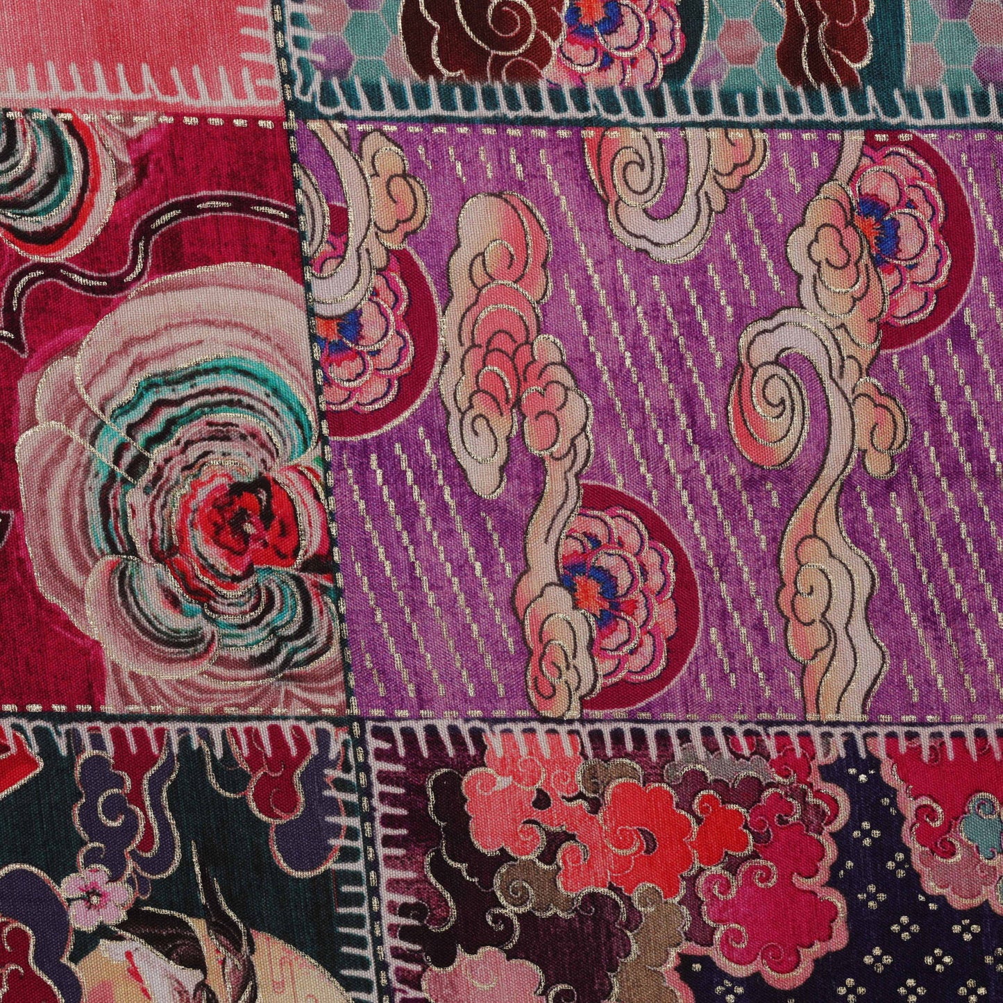 Multi-Color DOLA SILK HYDRA PRINT Embroidery Fabric