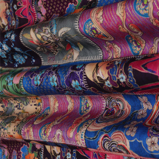 Multi-Color DOLA SILK HYDRA PRINT Embroidery Fabric