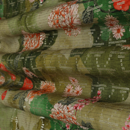 Multi-Color Crepe  WITH Sequence Fabric