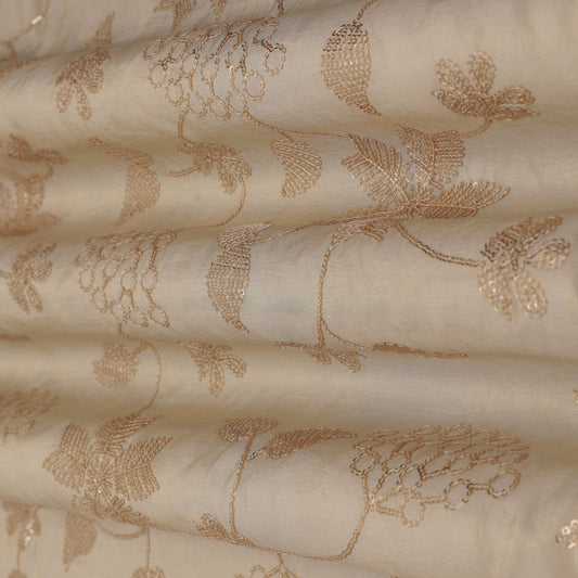 Beige Color Tissue Embroidery Fabric