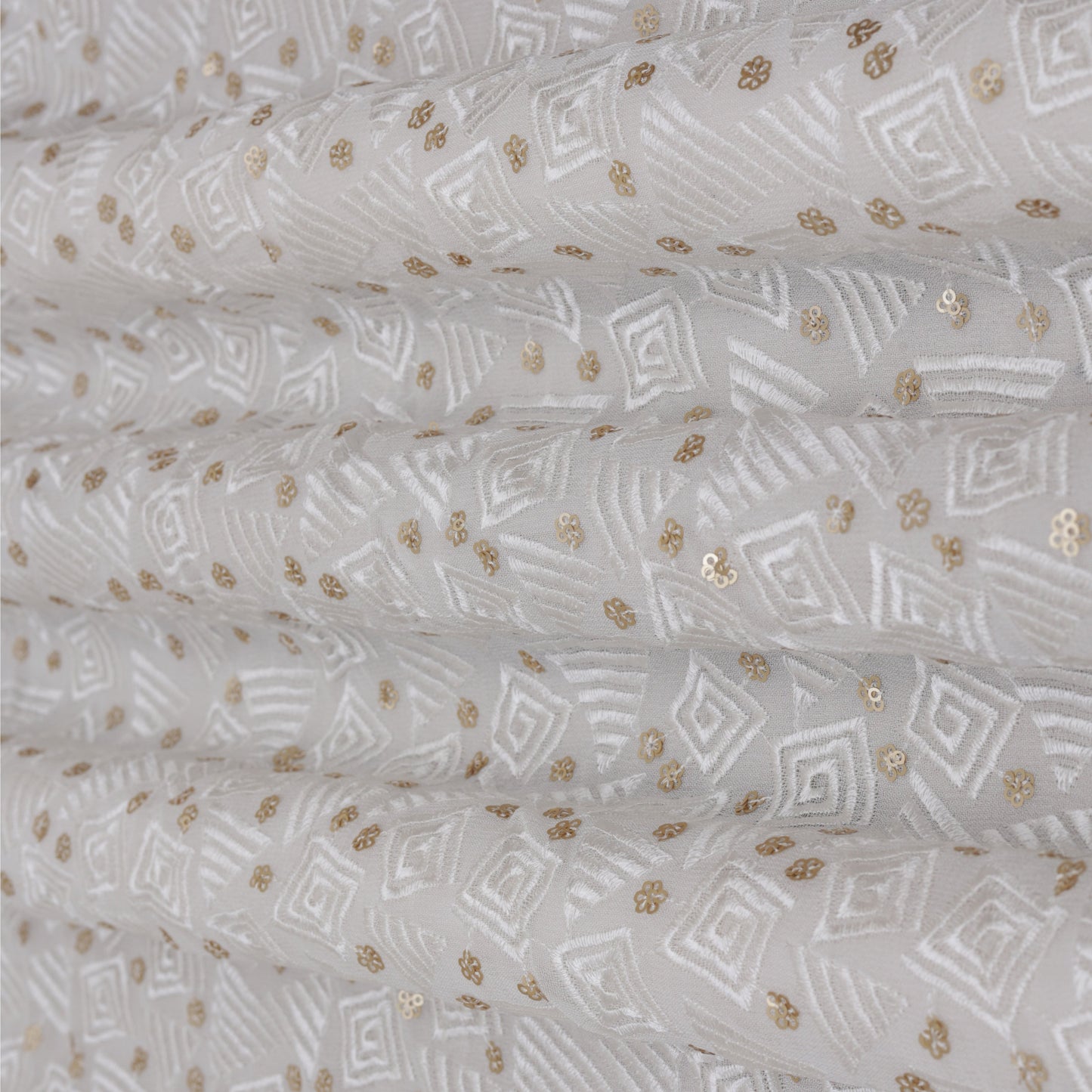 White Color Georgette Embroidery Fabric