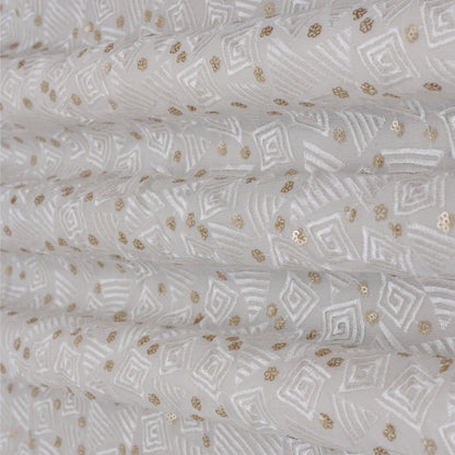 White Color Georgette Embroidery Fabric