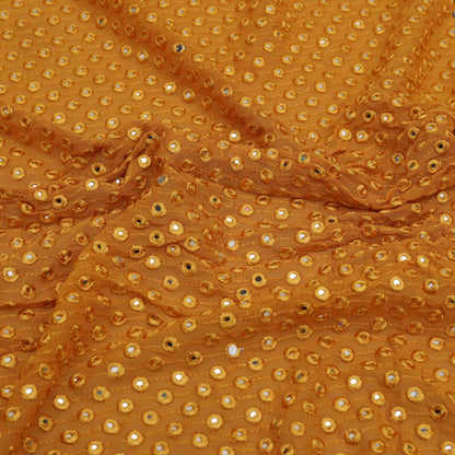 Yellow Color Georgette Embroidery Fabric