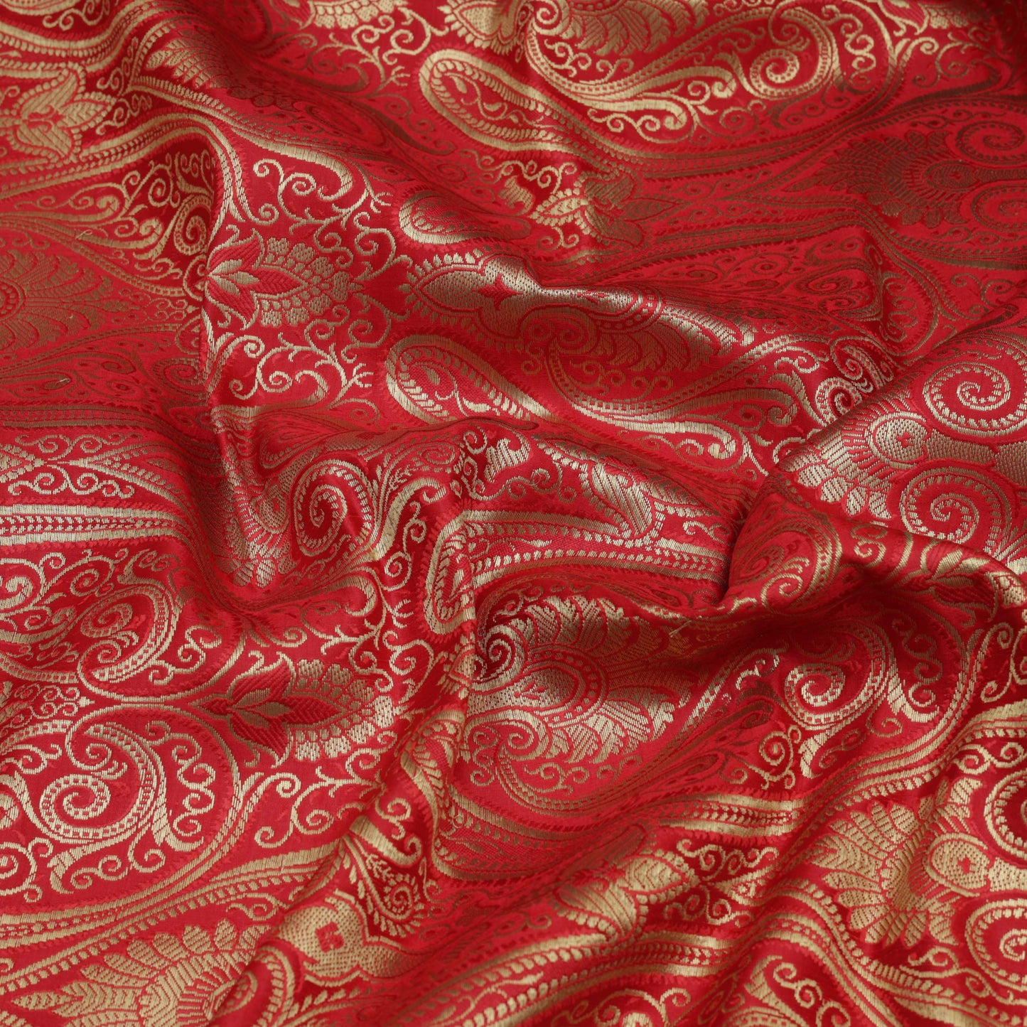 RED Color SATIN Brocade Fabric