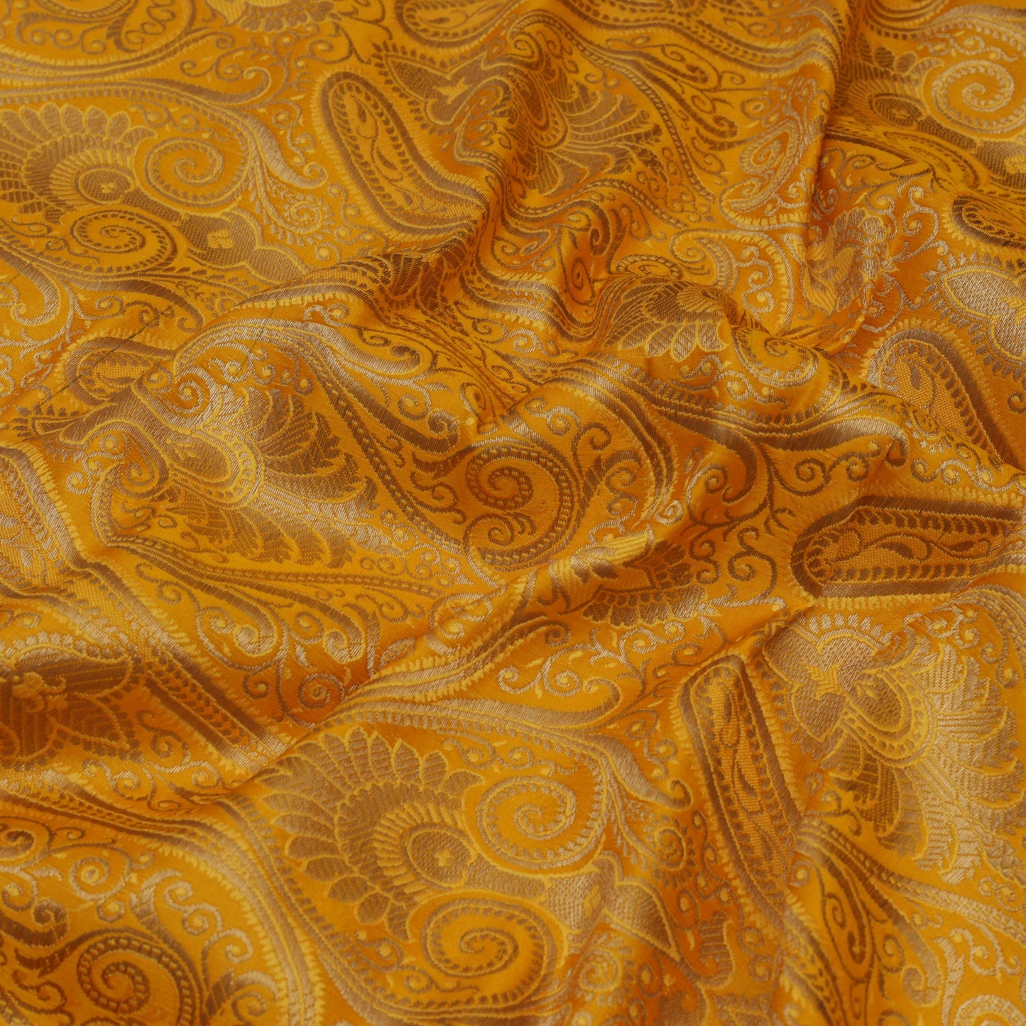 Mustard Color SATIN Brocade Fabric