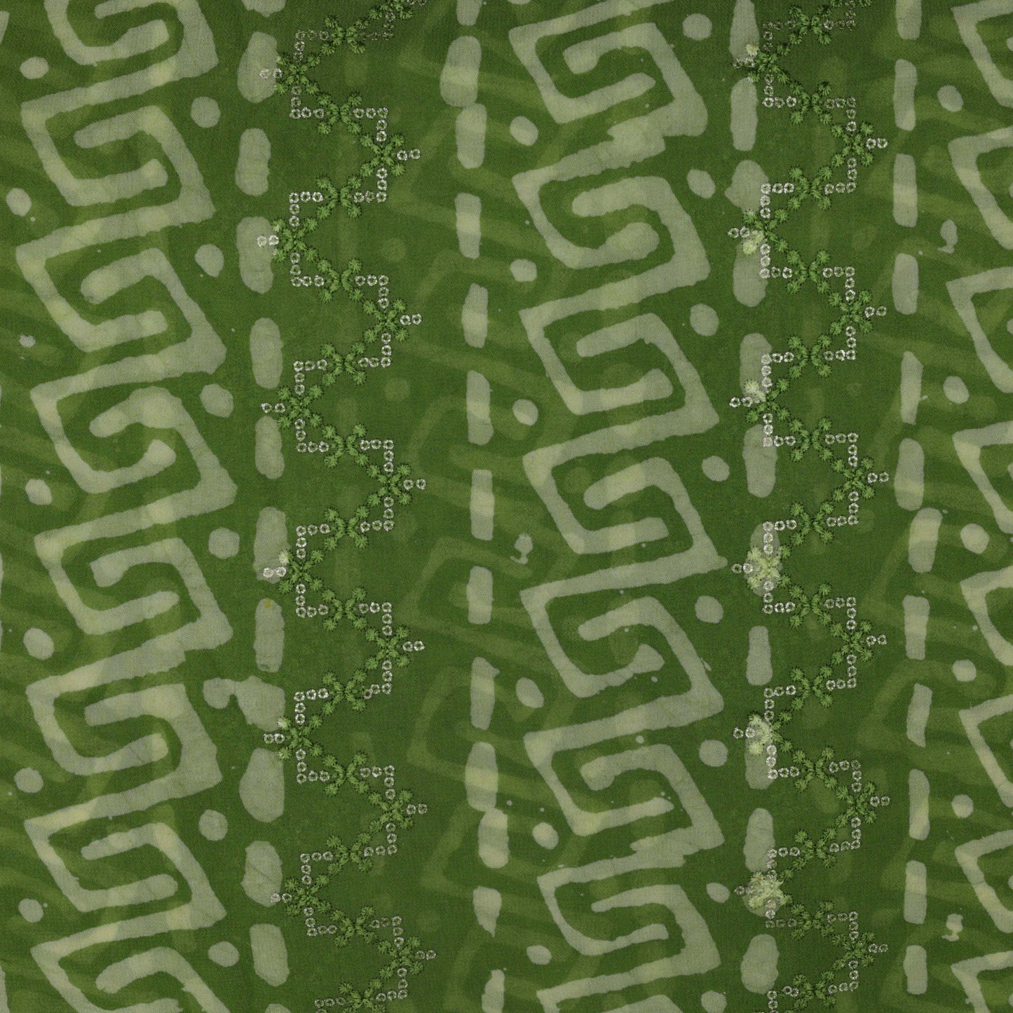 Green Georgette Print Embroidery Fabric