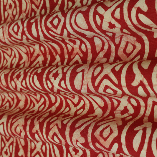 Maroon Color Gaji Silk Batik Print Fabric