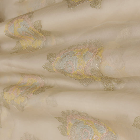 Cream Color Organza Embroidery Fabric