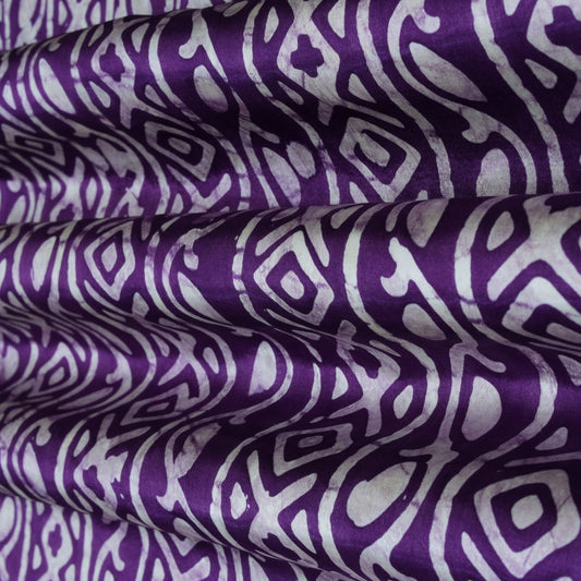 PURPLE Color Gaji Silk Batik Print Fabric