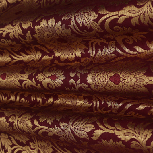 Wine Color JAMAWAR BROCADE Fabric