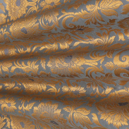 Grey Color JAMAWAR BROCADE Fabric