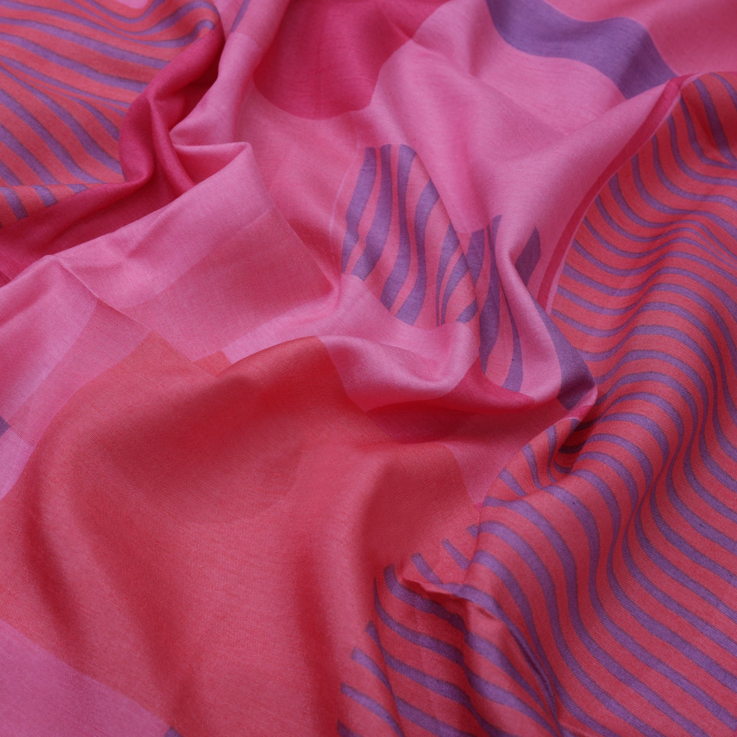 PINK Color Slub Chanderi Print Fabric