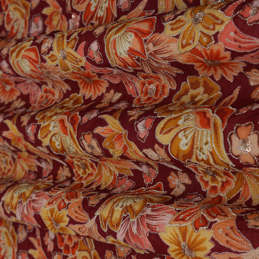 Multi-Color Chinon Position Print Embroidery Fabric