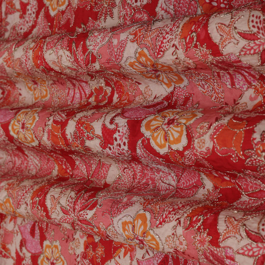 Multi-Color Crepe Position Print Embroidery Fabric