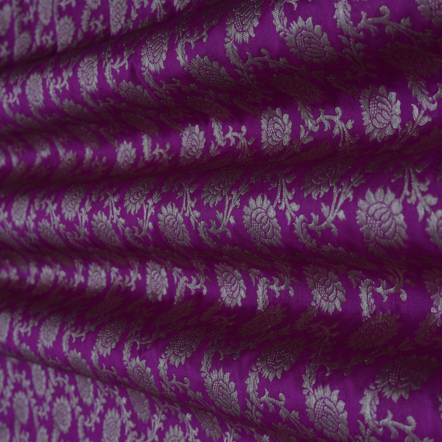 Purple Color Silk Jal Brocade Fabric