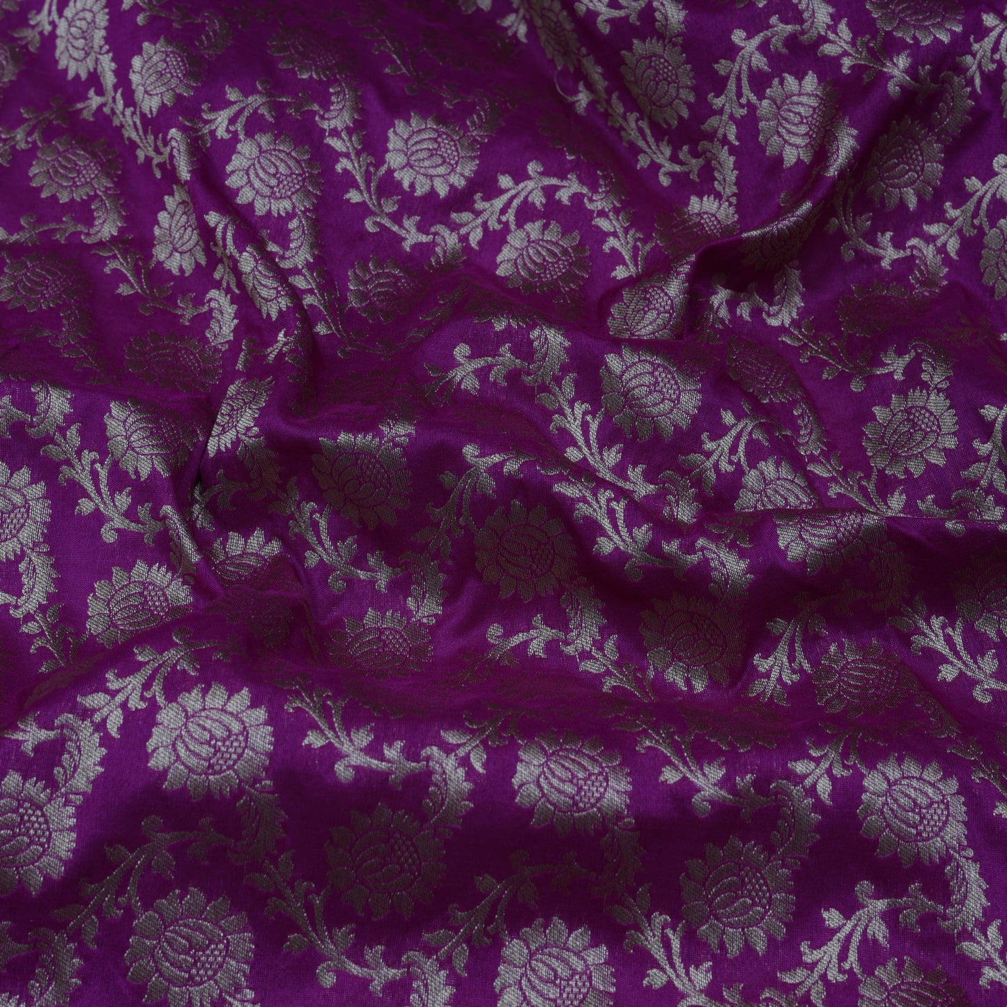 Purple Color Silk Jal Brocade Fabric