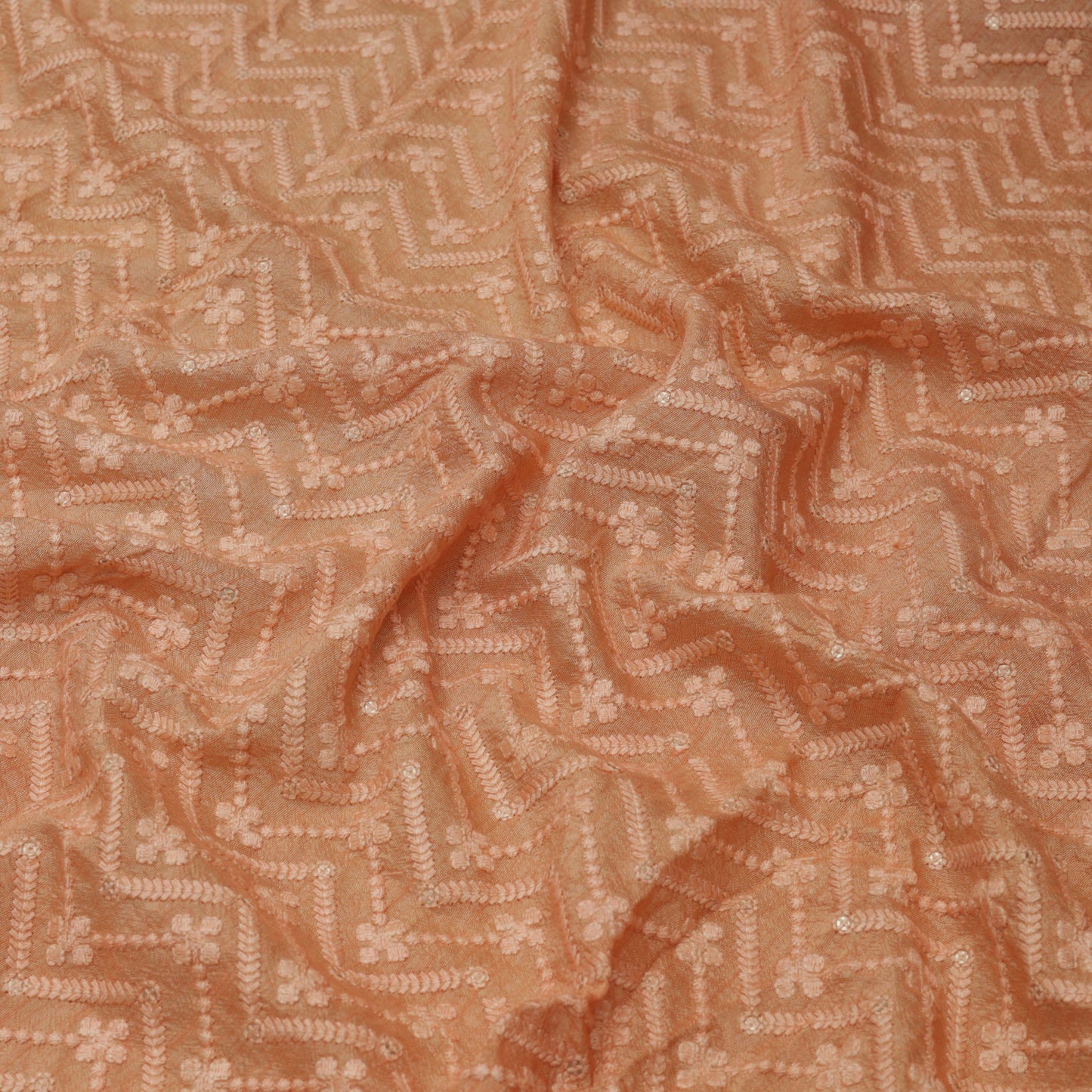 PEACH Color Fabric Nokia Silk Embroidery Fabric