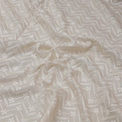 Cream Color Fabric Nokia Silk Embroidery Fabric