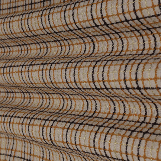 Heavy Jute Check Lurex Fabric