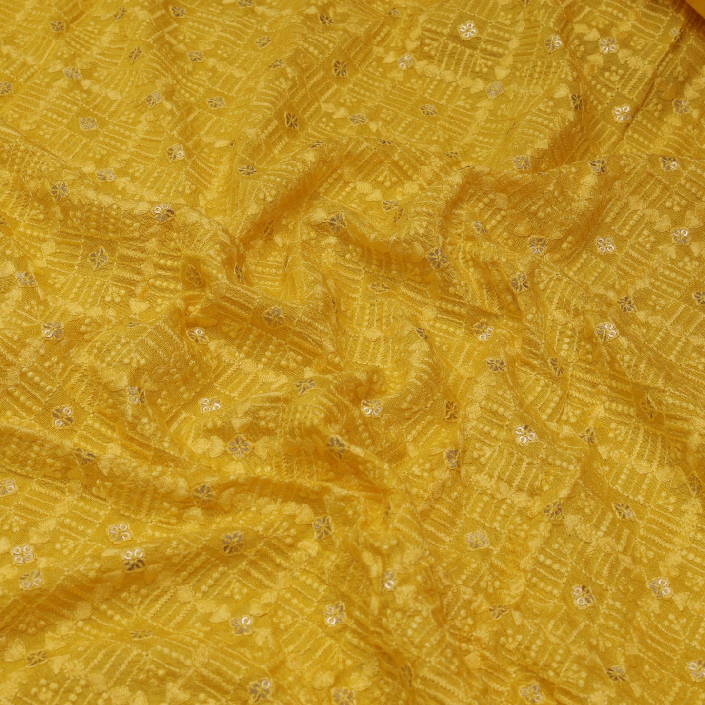 YELLOW Color Fabric Nokia Silk Embroidery Fabric