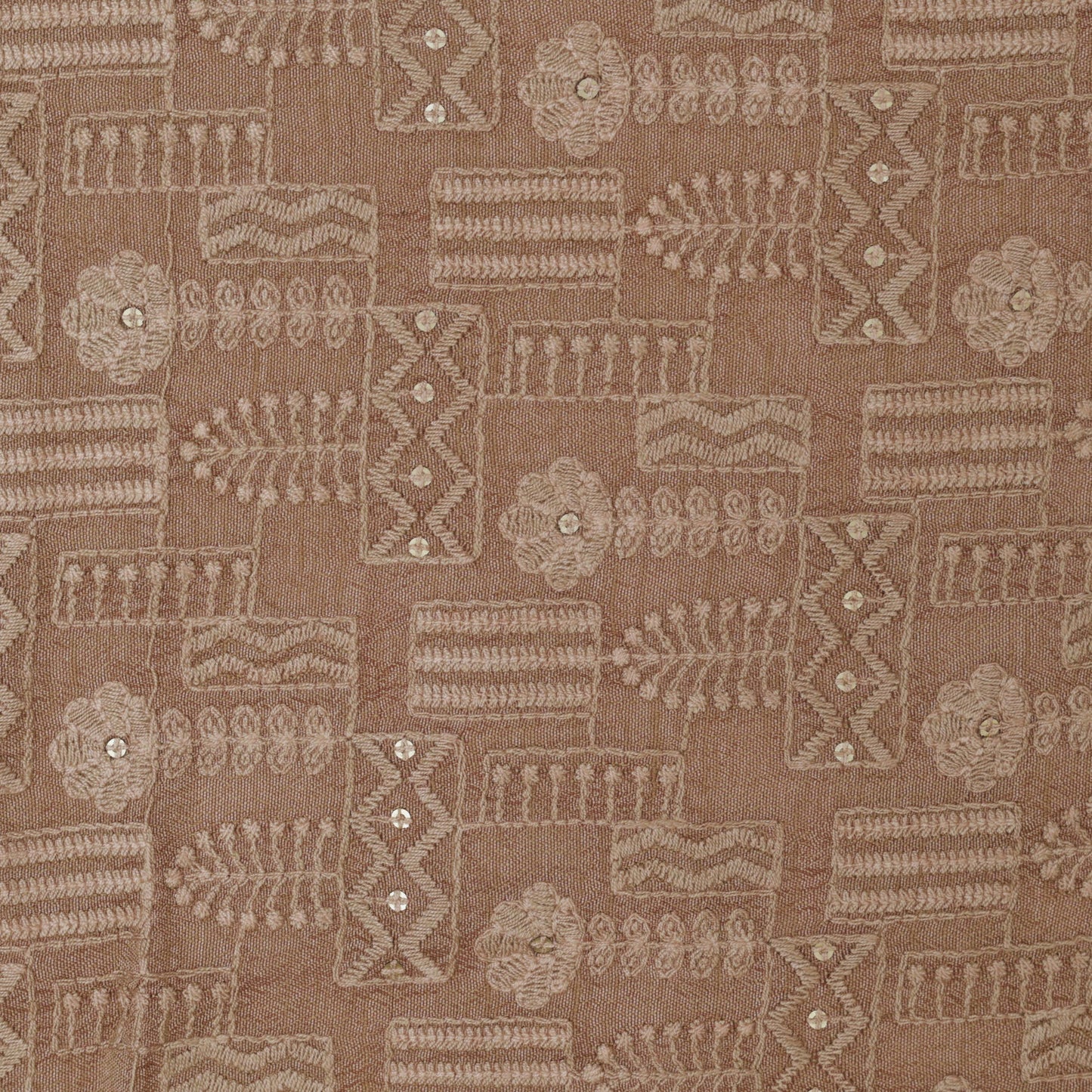 Beige Color Fabric Nokia Silk Embroidery Fabric