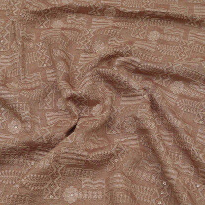 Beige Color Fabric Nokia Silk Embroidery Fabric