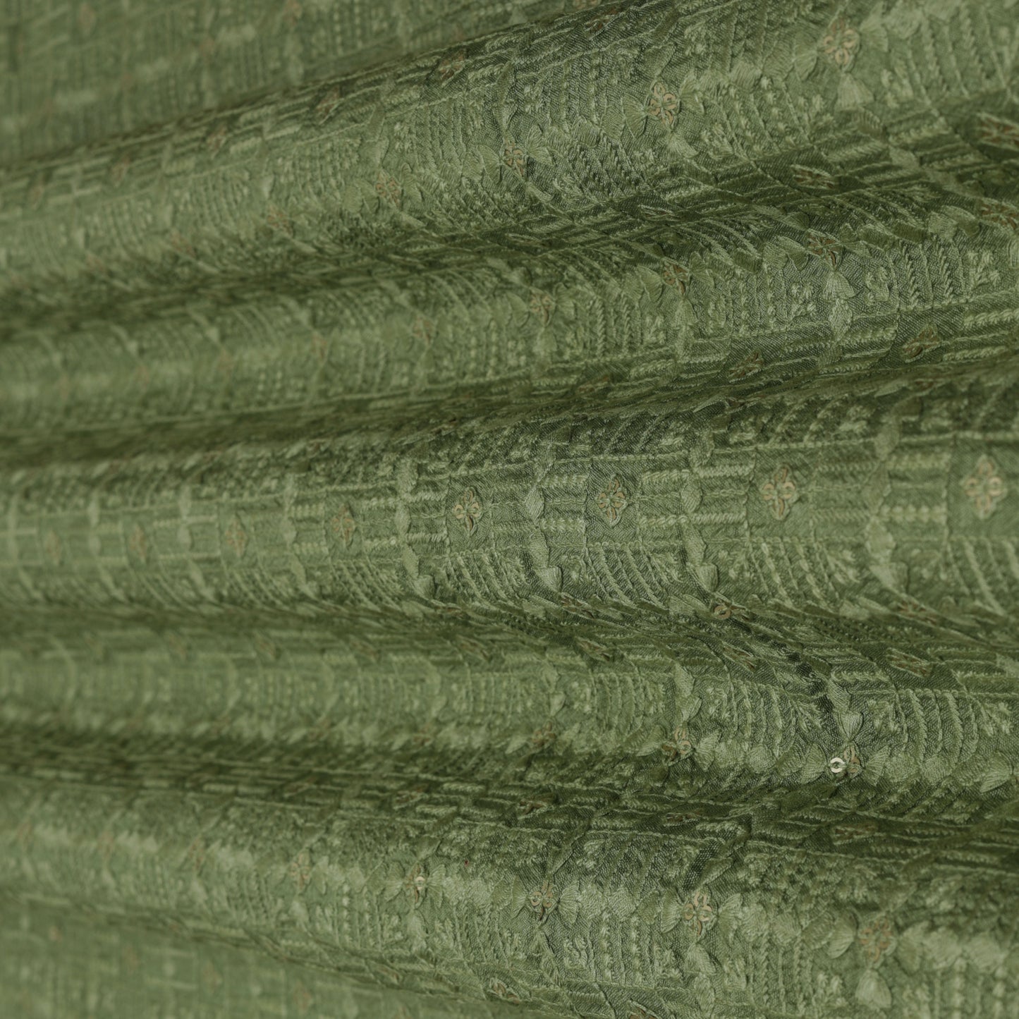 Mehndi Green Color Fabric Nokia Silk Embroidery Fabric