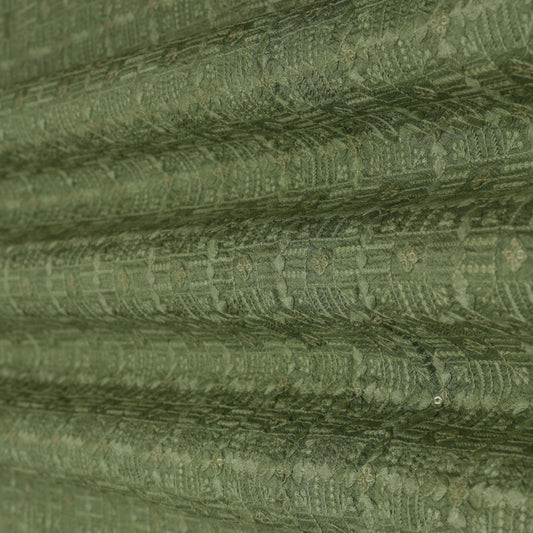 Mehndi Green Color Fabric Nokia Silk Embroidery Fabric