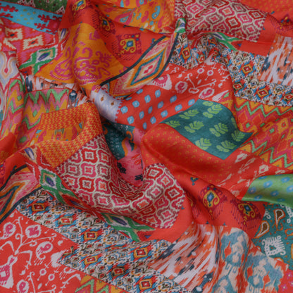 Multicolor Print Modal Satin Fabric