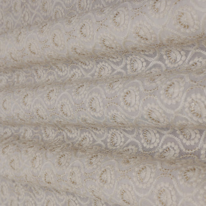 White Color Georgette Embroidery Fabric