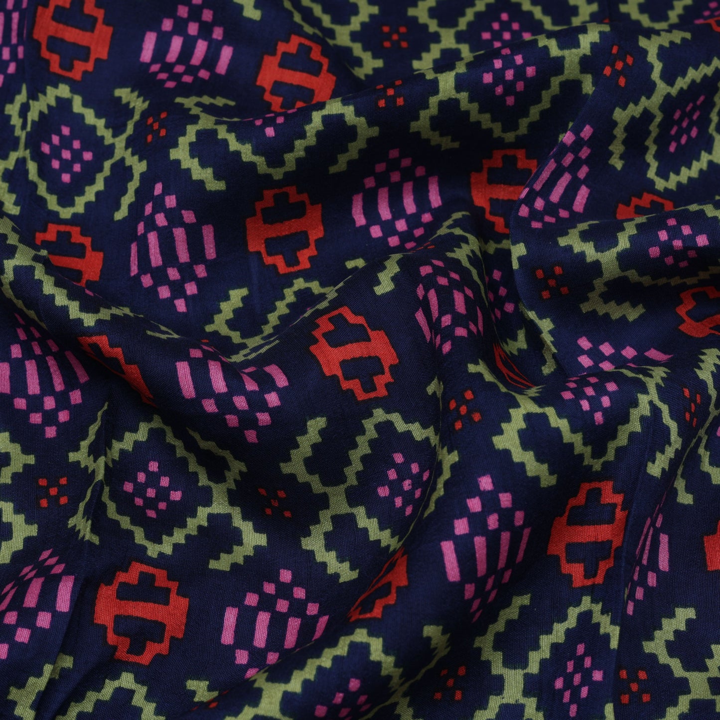 Slub Chanderi Print Fabric