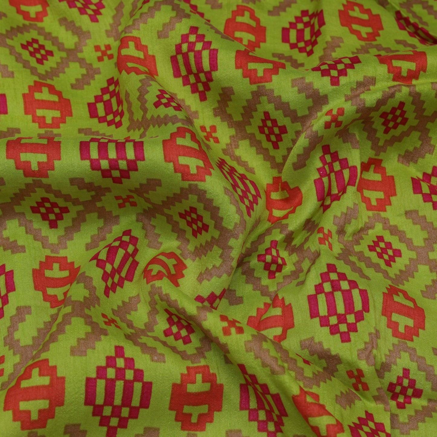 Slub Chanderi Print Fabric