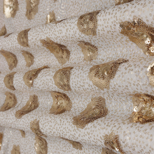 White Color Georgette Embroidery Fabric