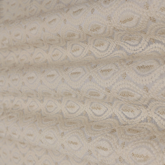 White Color Georgette Embroidery Fabric.