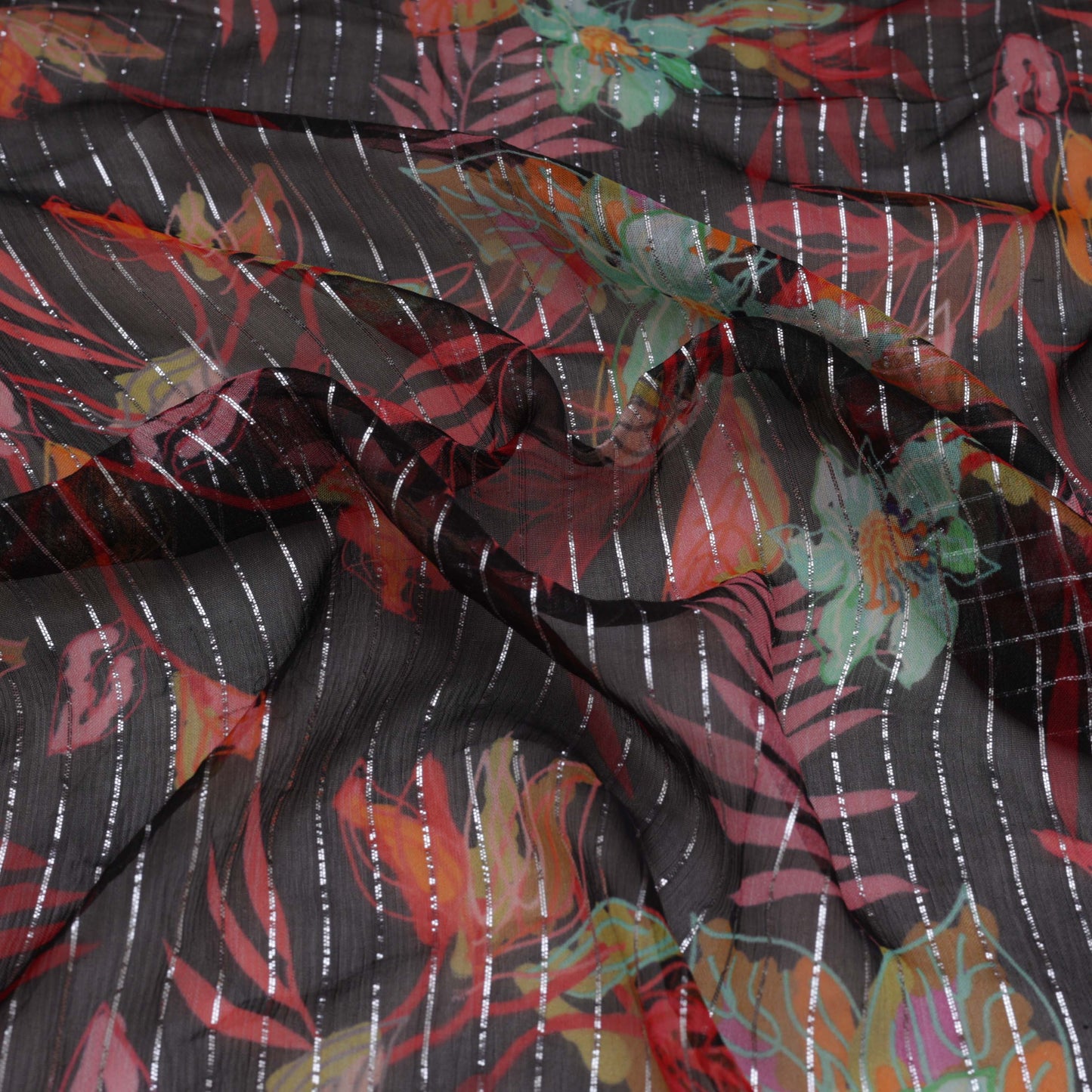 Multi Chiffon Lurex Hydra Print Fabric