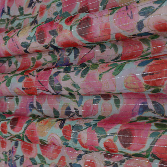 Multi Chiffon Lurex Hydra Print Fabric