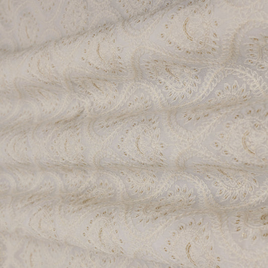 White Color Georgette Embroidery Fabric.