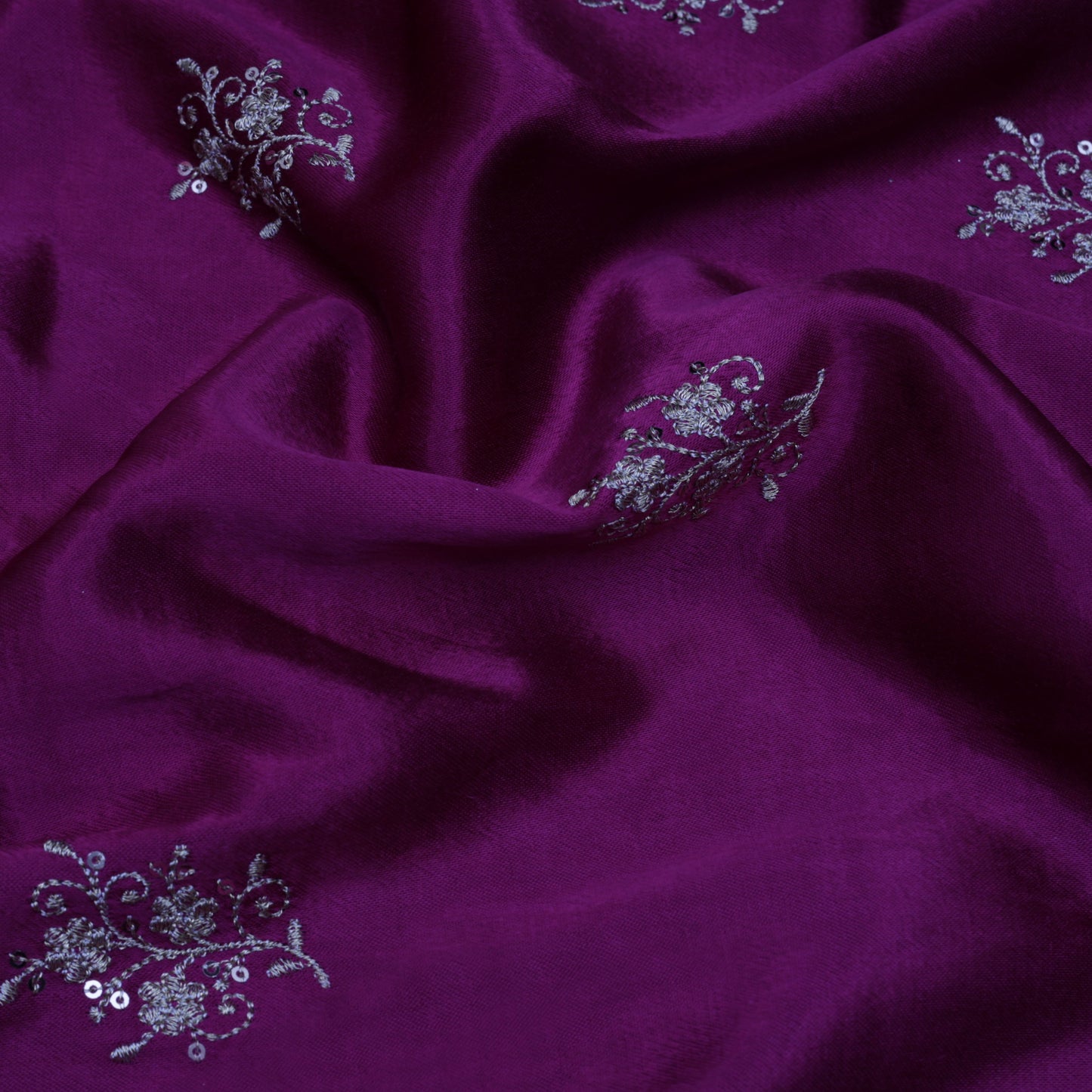 Wine Color Gajji Silk Booti Fabric