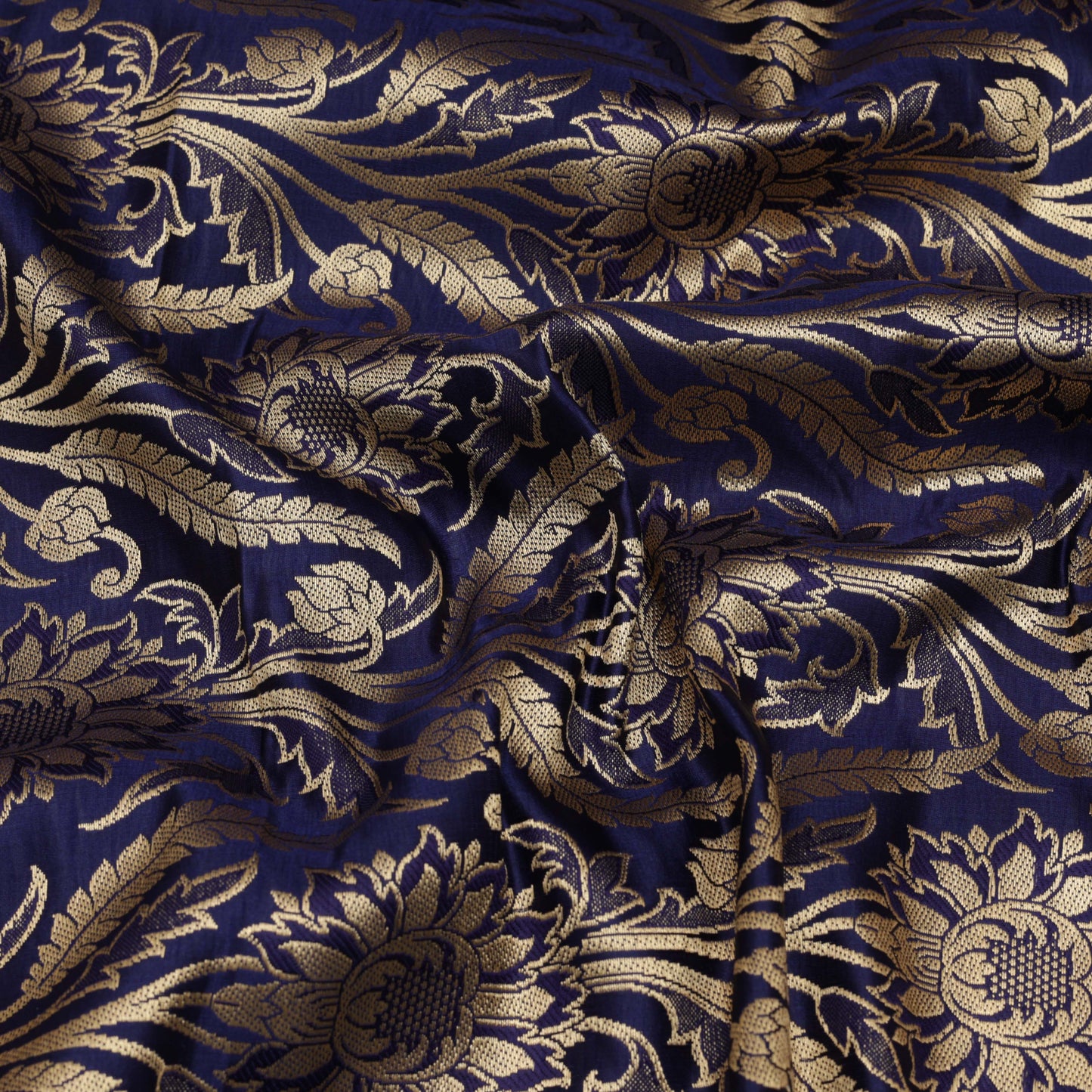 NAVY BLUE Color Fabric SATIN BROCADE