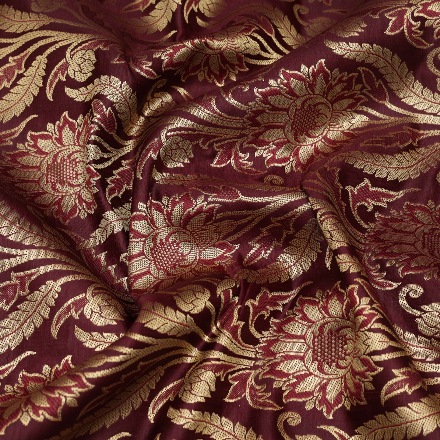 BROWN Color Fabric SATIN BROCADE