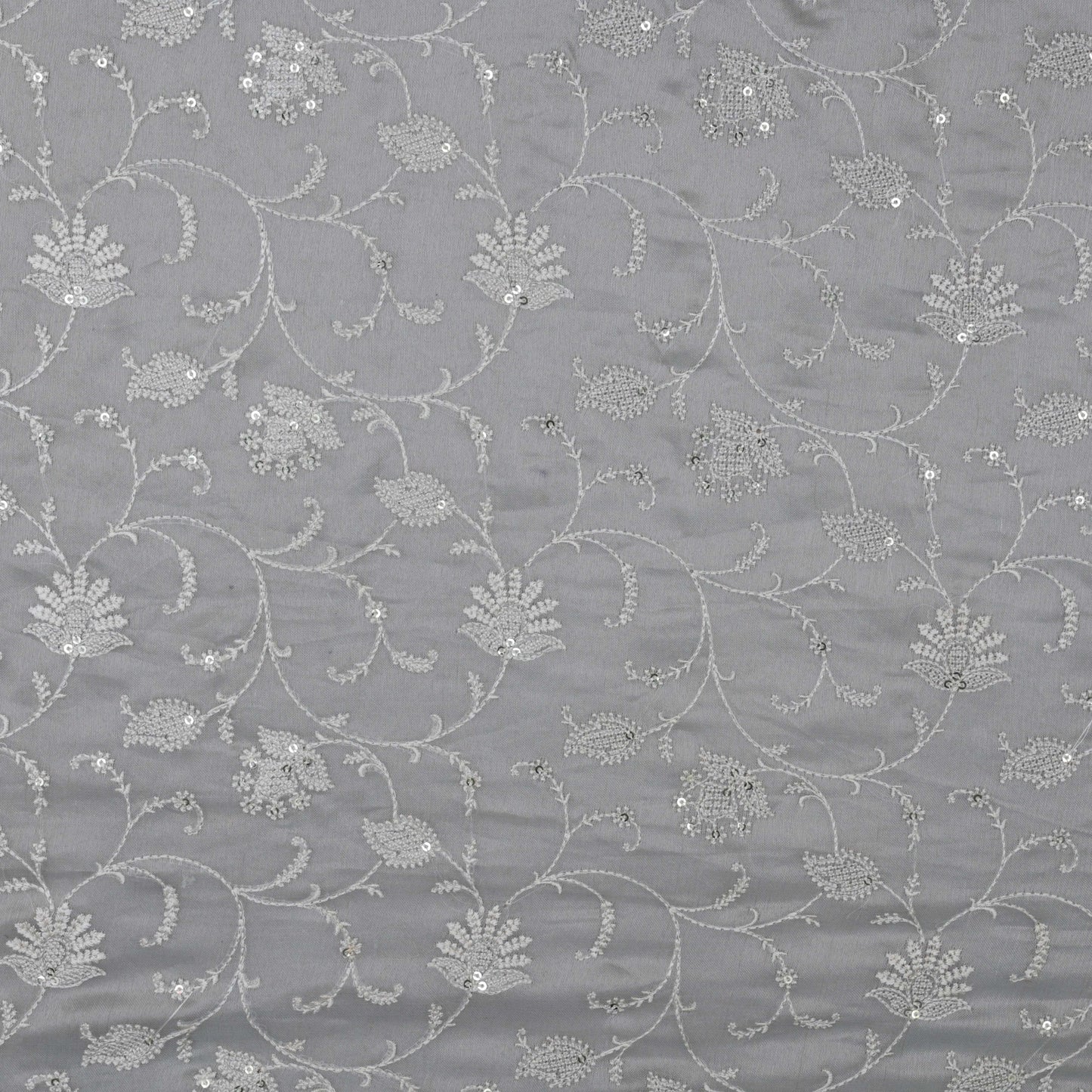 Grey Color Tissue Embroidery Fabric