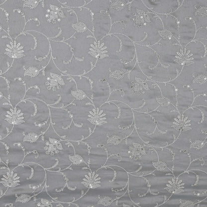 Grey Color Tissue Embroidery Fabric
