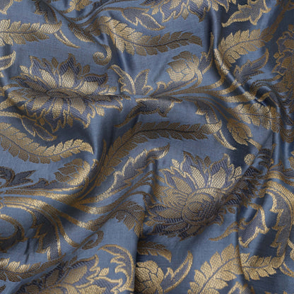 Grey Color Fabric SATIN BROCADE