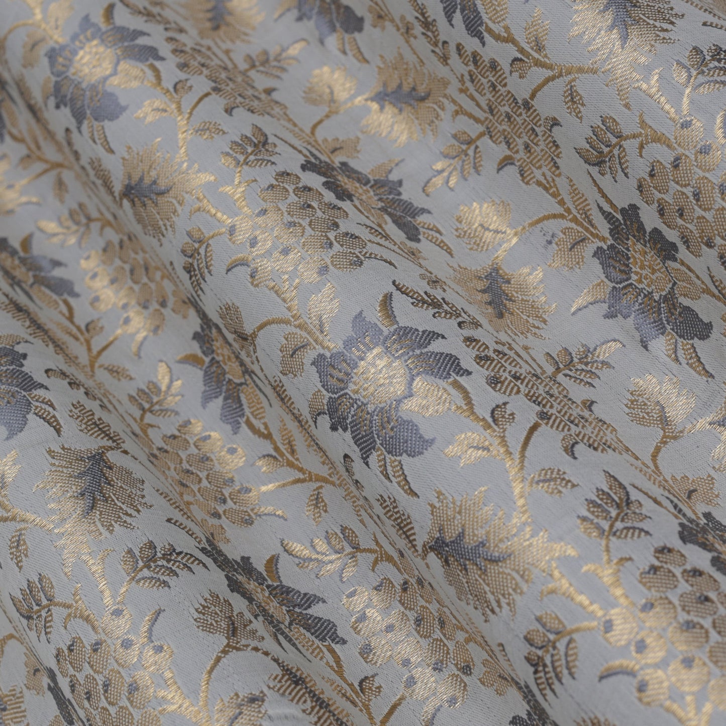 Grey Color Fabric SATIN BROCADE