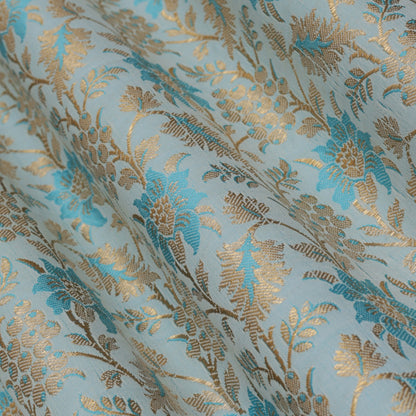 Sea Green Color Fabric SATIN BROCADE