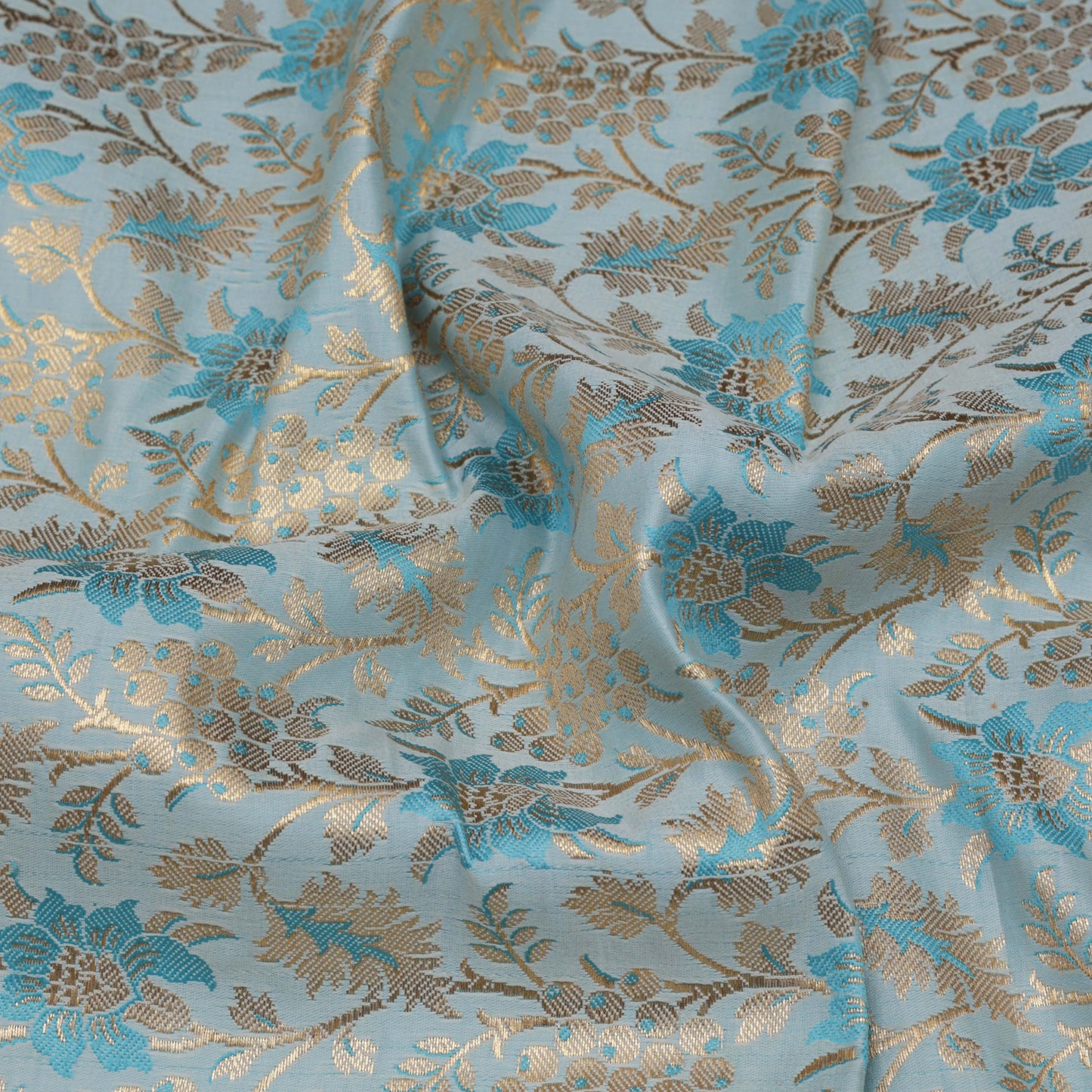 Sea Green Color Fabric SATIN BROCADE