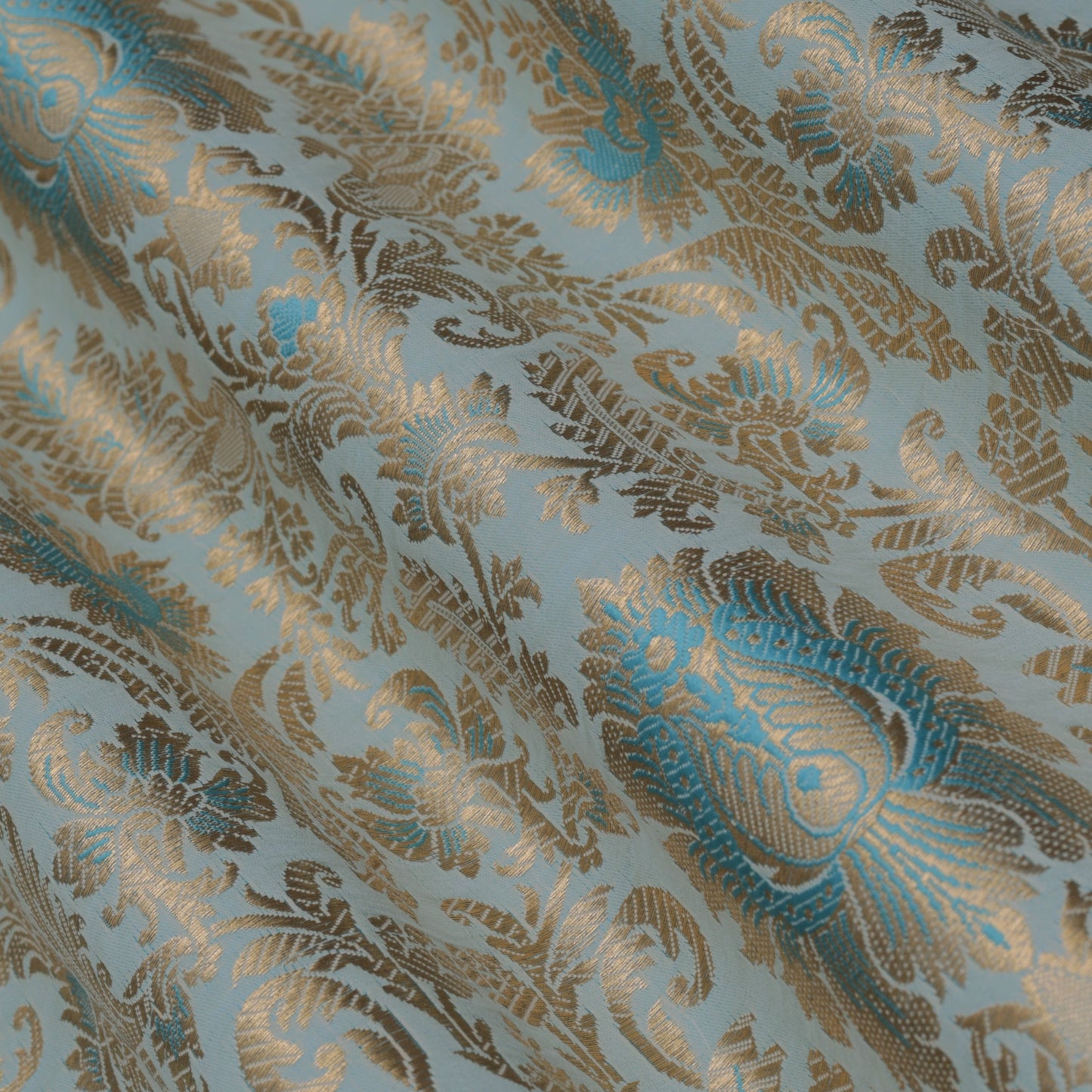 Sea Green Color Fabric SATIN BROCADE