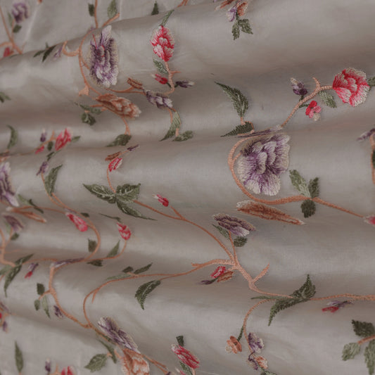 Cream Color Tissue Embroidery Fabric