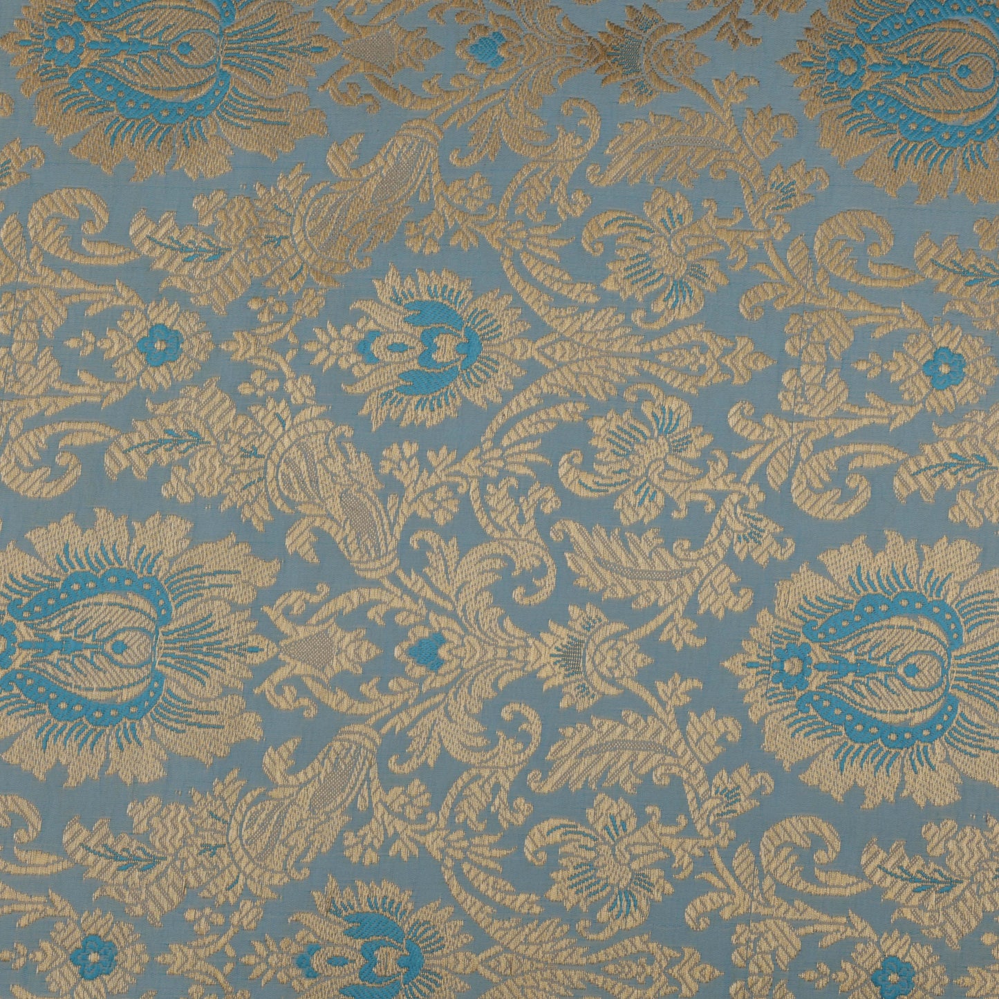 Sea Green Color Fabric SATIN BROCADE